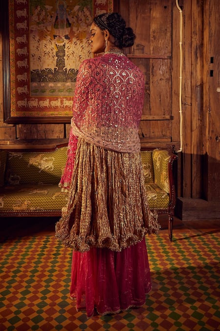 Etasha By Asha Jain Metallic Kamdani Kurta Sharara Set 