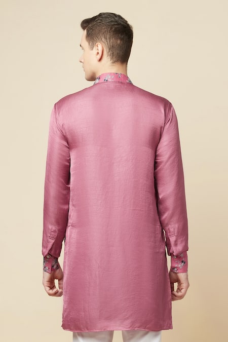 Shop Spring Break Purple Cotton, Polyester Embroidery Printed Cuff Kurta at Aza Fashions Shop_Spring Break_Purple Cotton, Polyester Embroidery Printed Cuff Kurta_at_Aza_Fashions