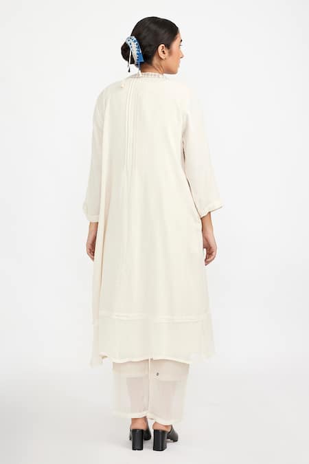JAYATI GOENKA Pintuck Robe Solid Tunic Set 