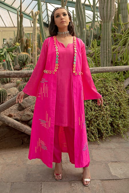 Kacha Tanka Hand Embroidered Jacket Kurta Set 