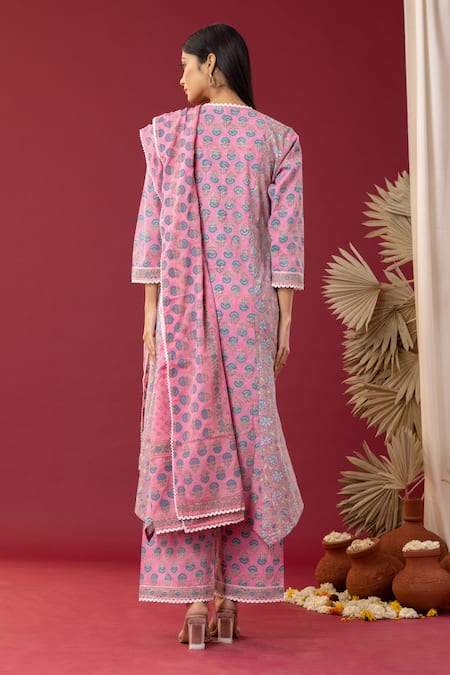 Abbaran Spring Print Kurta Palazzo Set 