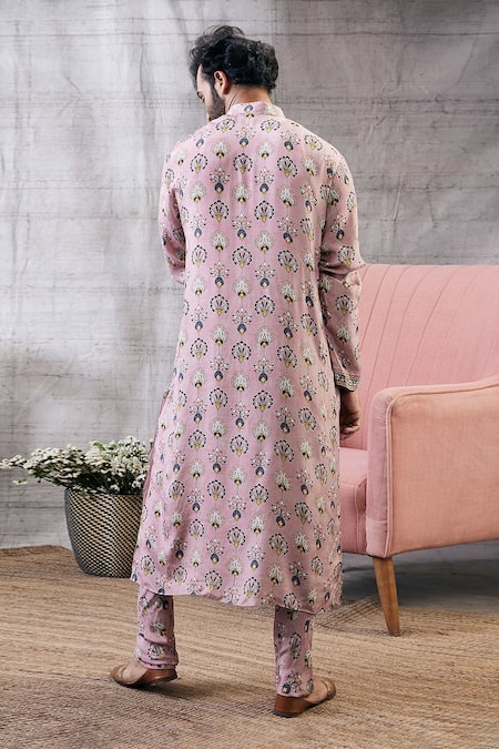 Soup By Sougat Paul Sarouk Abstract Peacock Feather Print Kurta With Pant