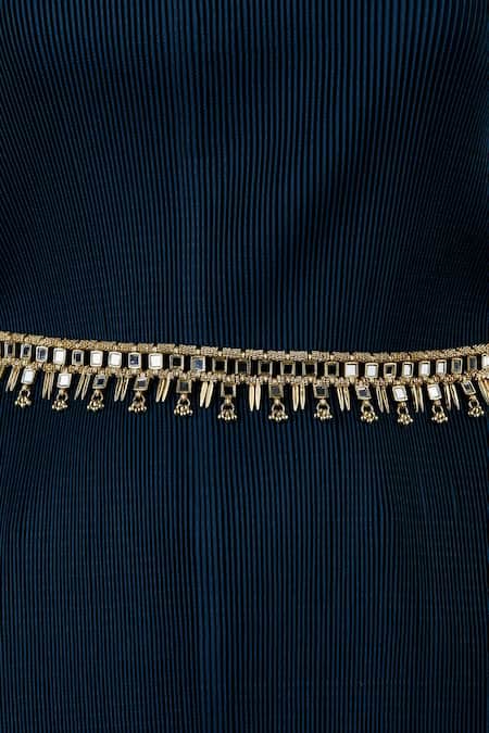 House Of Tuhina Mirror Studded Thick Falak Spike Belt 