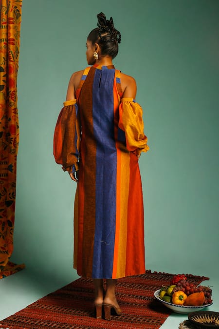 Label Shristi Chetani Chanderi Striped Dress 