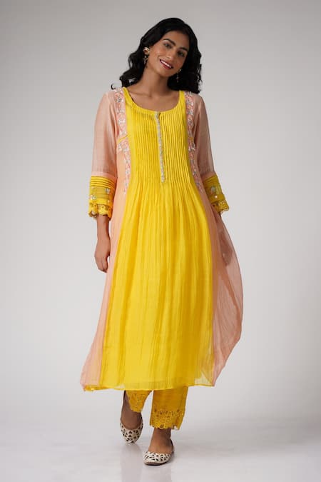 Label Mansi Nagdev Midhat Chanderi A-Line Kurta & Palazzo Set 