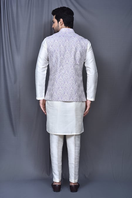 Arihant Rai Sinha Floral Thread Work Bundi & Kurta Set 