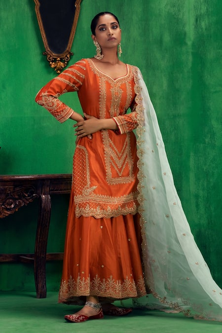 Jigar Mali Chanderi Kurta Sharara Set 