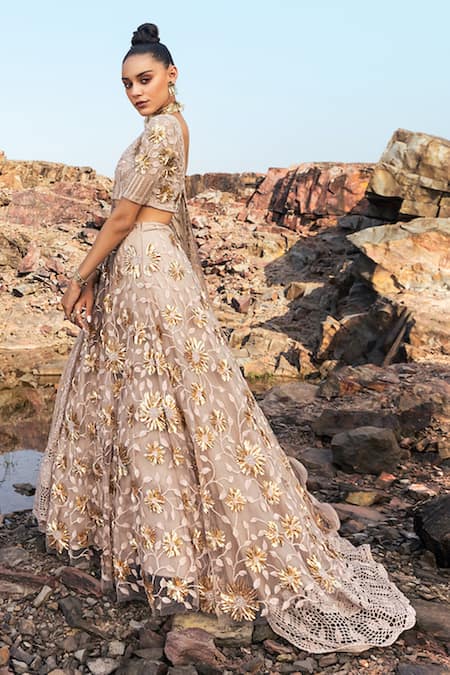 Nandita Thirani Floral Embroidered Bridal Lehenga Set 