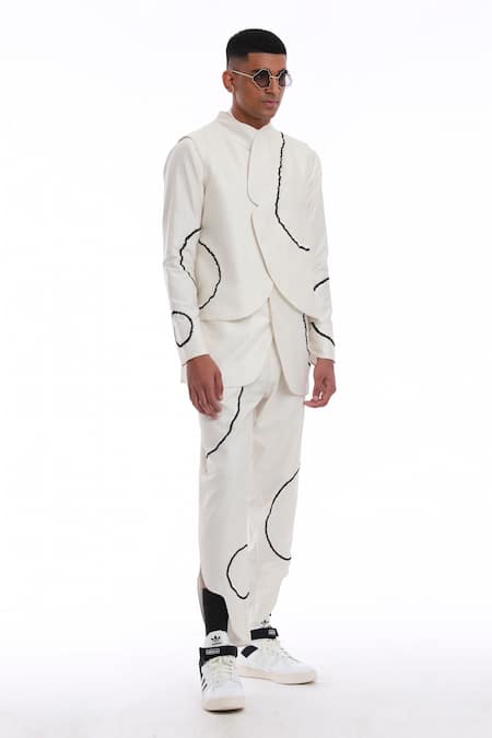 Antar Agni Big Moth Circles Embroidered Trouser 