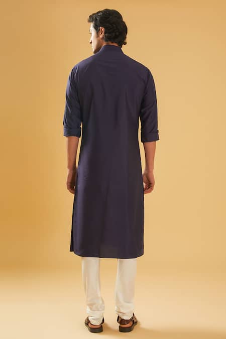 Raghavendra Rathore Blue Placement Pintuck Detail Kurta 