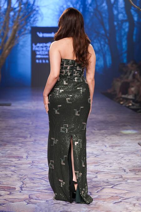 Nirmooha Sequin Embroidered Halter Neck Gown 