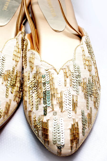 Shop Foot Fuel Cream Sequoia Embroidered Mules at Aza Fashions Shop_Foot Fuel_Cream Sequoia Embroidered Mules _at_Aza_Fashions