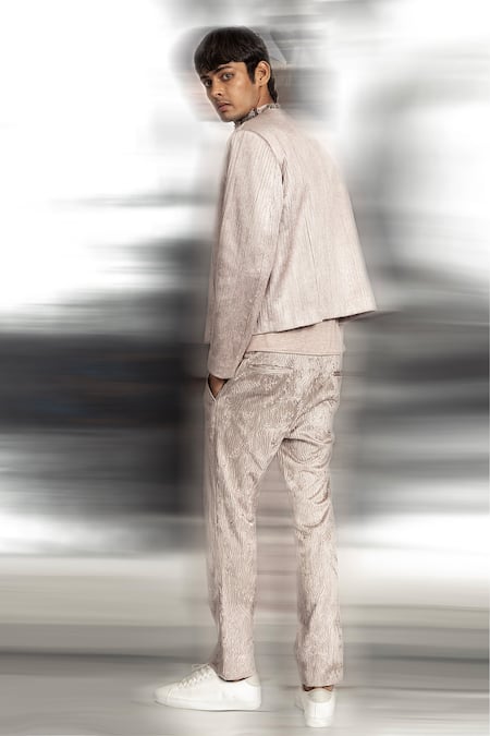 Abhishek Sharma Short Jacket & Yarn Couched Trouser Set 