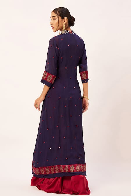 Zariya The Label Mashru Silk Printed Blouse Skirt Set 