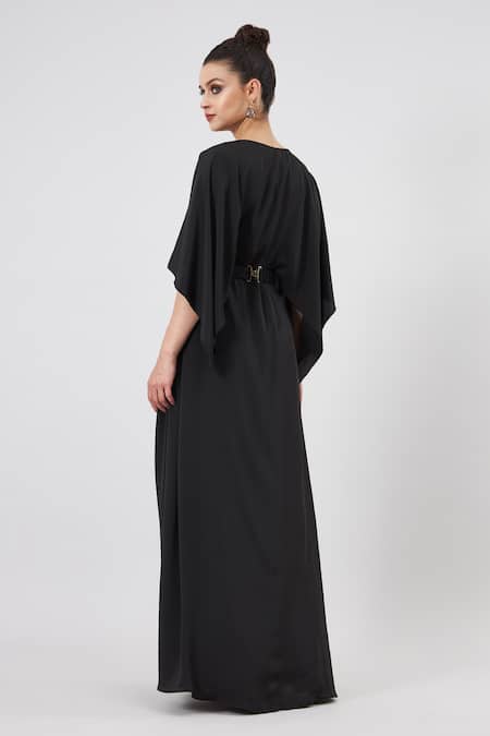 Aakaar Pleated Gown With Embellished Belt Set 