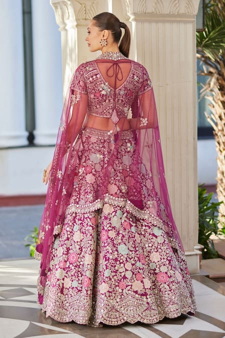 Osaa By Adarsh Embroidered Purple Bridal Lehenga Set 