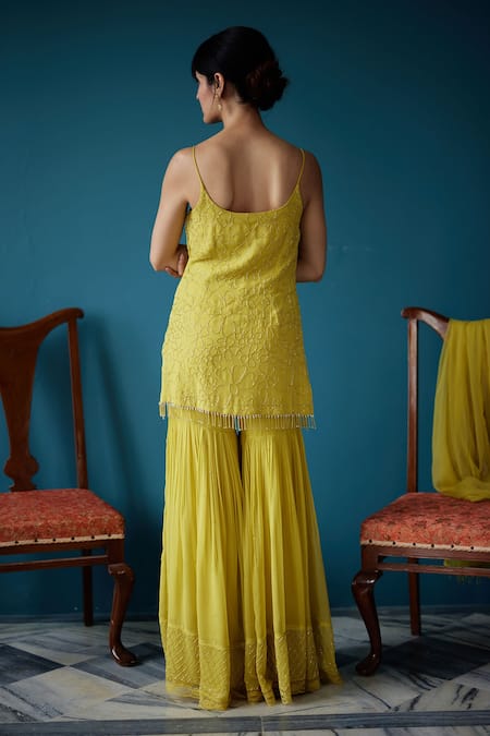 Label Nimbus Hand Embroidered Kurta Sharara Set 