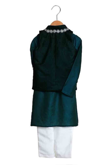 MI Dulce AN'YA Emerald Green Velvet Bundi Kurta Set 