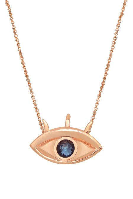 Shop_Esme By Aashna Dalmia_Gold Stone Embellished Eye Pendant _at_Aza_Fashions