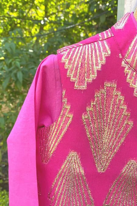 Tiny Pants Zari Embroidered Nehru Jacket Kurta Set 