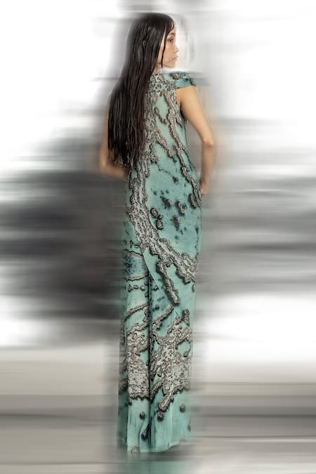 Shop Abhishek Sharma Green Polyester Printed Wide Trouser at Aza Fashions Shop_Abhishek Sharma_Green Polyester Printed Wide Trouser _at_Aza_Fashions