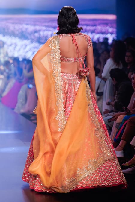 Shop Anushree Reddy Pink Organza Zari, Embroidery, Tassels Zahira Two Tone Bridal Lehenga Set at Aza Fashions Shop_Anushree Reddy_Pink Organza Zari, Embroidery, Tassels Zahira Two Tone Bridal Lehenga Set _at_Aza_Fashions