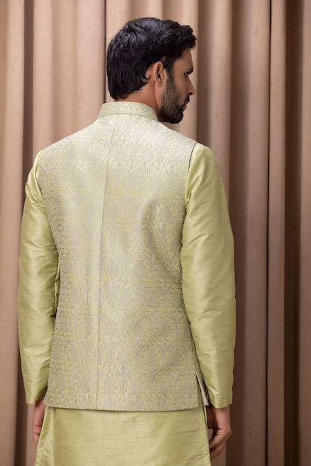 Ankit V Kapoor Mint Green Embroidered Kurta Set 