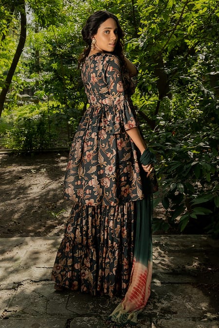 Amrin Khan Floral Print Kurta Sharara Set 