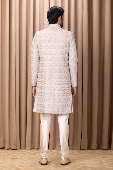 Ankit V Kapoor Imran Geometric Embroidered Sherwani Set 