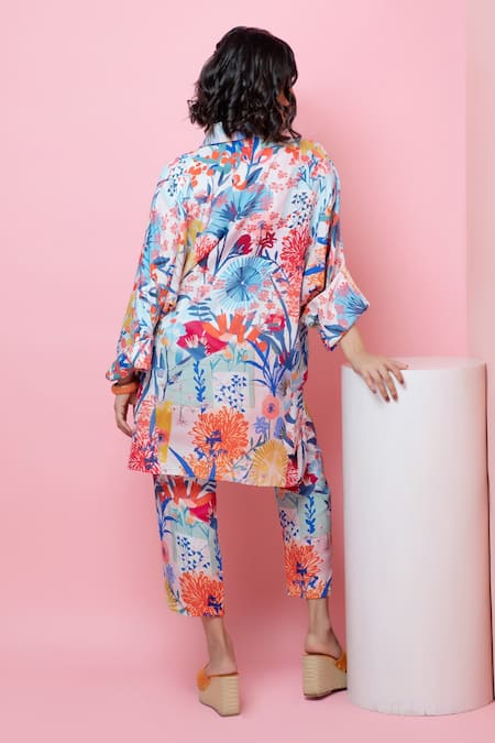 Rhe-Ana Blooming Flower Print Shirt & Pant Co-ord Set 