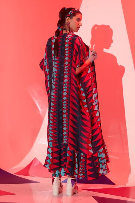 Shop Esha L Amin Multi Color Coachella Frill Cape at Aza Fashions Shop_Esha L Amin_Multi Color Coachella Frill Cape _at_Aza_Fashions