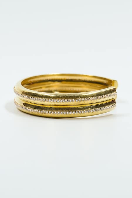 Anushka Jain Jewellery Gold Plated Dual Diamond Studded Cuff