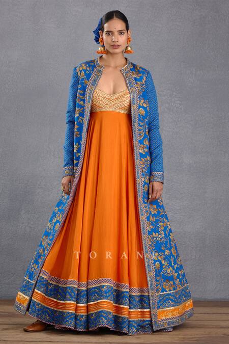 Buy Torani Blue Silk Gota Patti, Embroidery Round Rang Palaash Raabia Anarkali With Jacket Online at Aza Fashions Buy_Torani_Blue Silk Gota Patti, Embroidery Round Rang Palaash Raabia Anarkali With Jacket _Online_at_Aza_Fashions