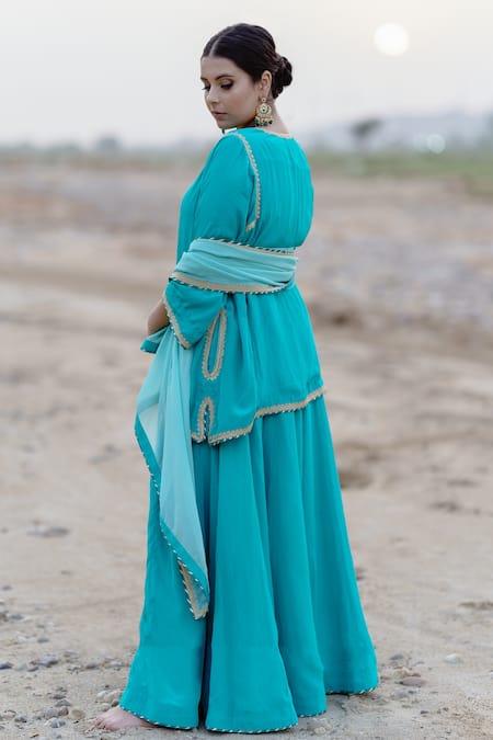 Daljit Sudan Tilla Aari Work Phiran Kurta Lehenga Set 