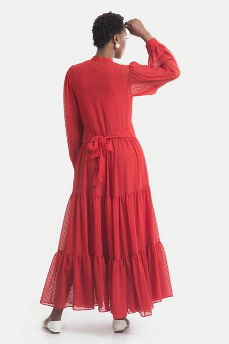 House Of Thl Rosalia Tiered Maxi Dress With Belt 