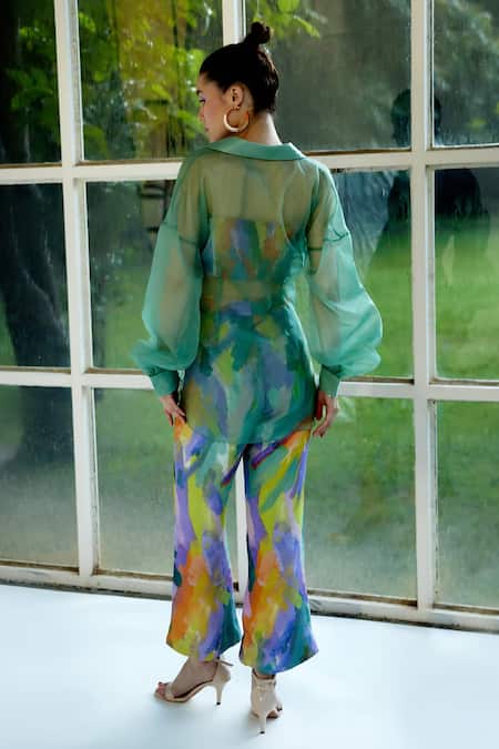 Garima Bindal Marina Sheer Shirt Flared Pant Set 
