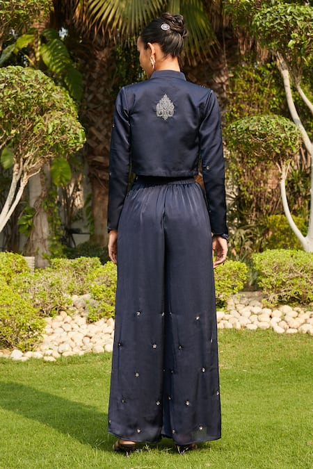 Bohame Naila Hand Embroidered Jacket Flared Pant Set 