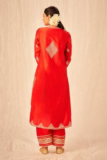 Gulabo By Abu Sandeep Gota Work Chanderi Silk Kurta 