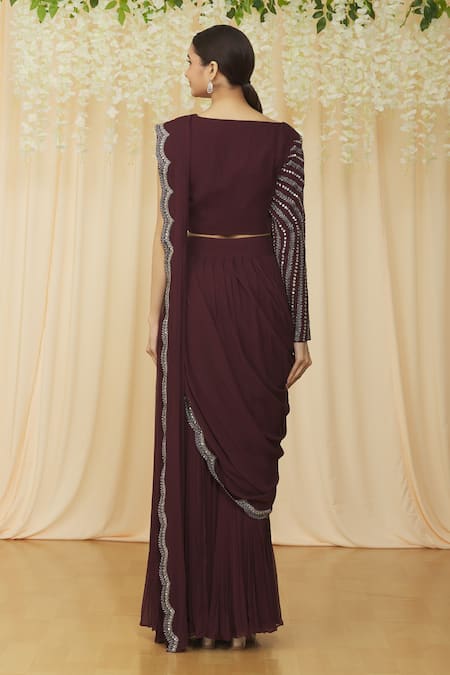 Samyukta Singhania Scalloped Pre-Draped Saree With Choli 