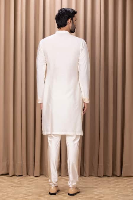 Shop Ankit V Kapoor Ivory Cotton, Silk Embroidery Haider Kurta Set at Aza Fashions Shop_Ankit V Kapoor_Ivory Cotton, Silk Embroidery Haider Kurta Set _at_Aza_Fashions