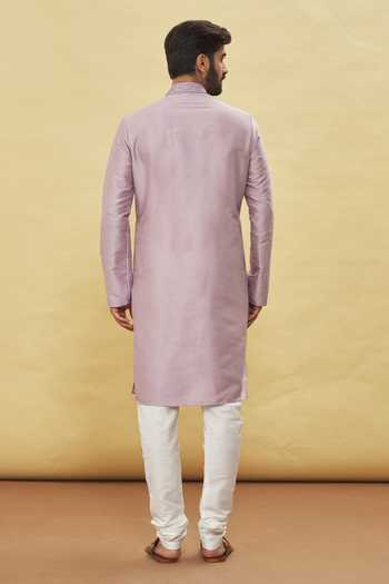 Arihant Rai Sinha Old Rose Embroidered Silk Blend Kurta Set 