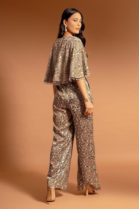 Sejal Kamdar Ajrakh Print Wide Leg Jumpsuit 