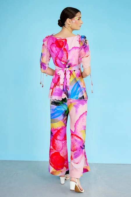 Garima Bindal Reanna Abstract Print Peplum & Flared Pant Set 