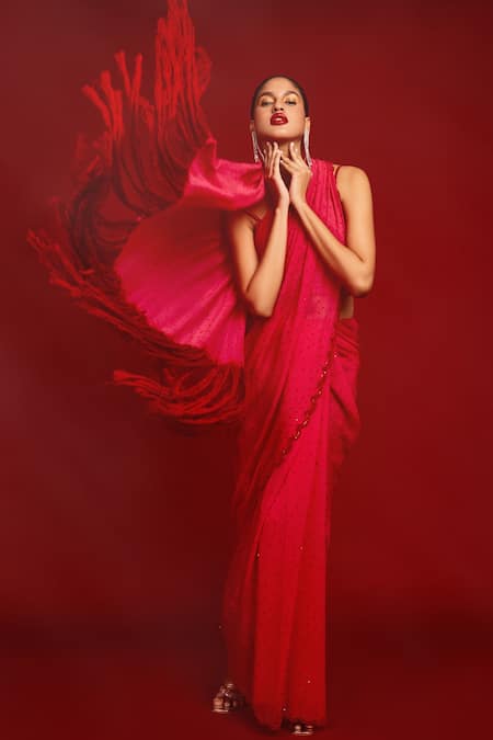 Nandita Thirani Sequin Embroidered Saree With Bralette 