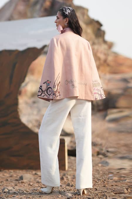 Neiza By Neeti Seth Paris Aari Embroidered Cashmere Wool Cape 
