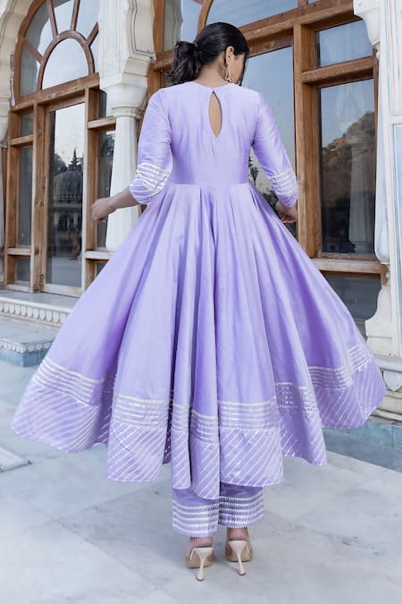 Pomcha Jaipur Cotton Silk Anarkali Pant Set 