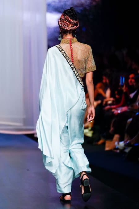 Anand Kabra Embellished Blouse & Draped Trouser Set 