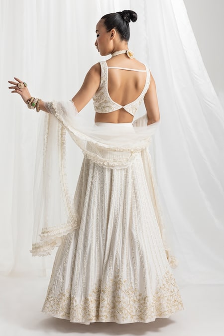 Seema Thukral Ivory Silk, Net, Organza Embroidery, Crystals, And Hand Bridal Lehenga Set Online at Aza Fashions Seema Thukral_Ivory Silk, Net, Organza Embroidery, Crystals, And Hand Bridal Lehenga Set _Online_at_Aza_Fashions