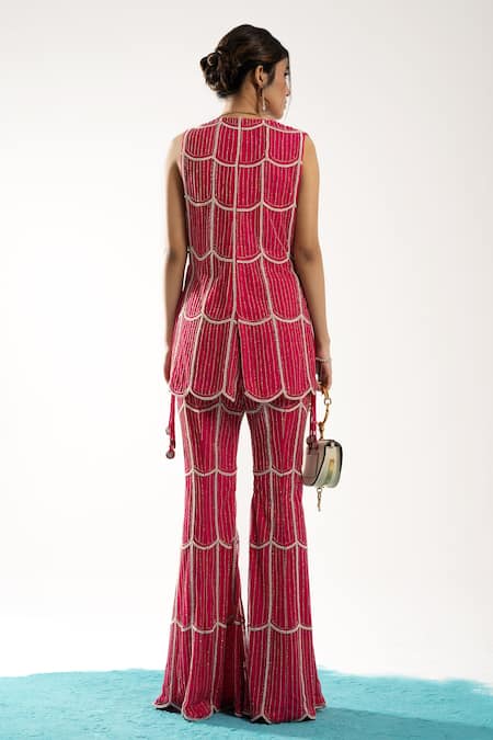 Charu And Vasundhara Ezlyn Embroidered Coat Pant Set 