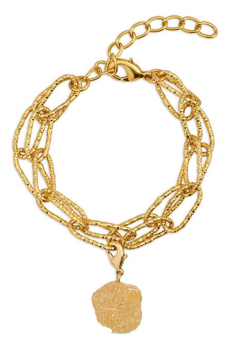 Shop_Mnsh_Gold Plated Virgo Zodiac Charm Bracelet_at_Aza_Fashions